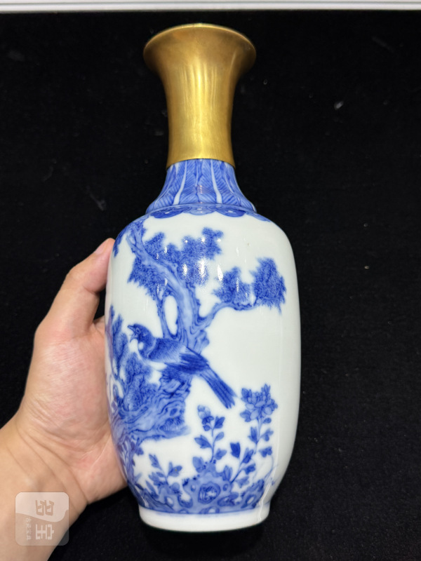 民国 青花花鸟瓶 - 图5